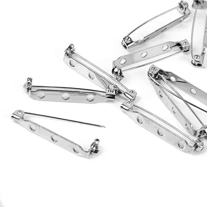 50pcs Bar Pins Brooch Lock Back Safety Catch 25mm 1 Inch Rolling DIY Findings Safty Pins