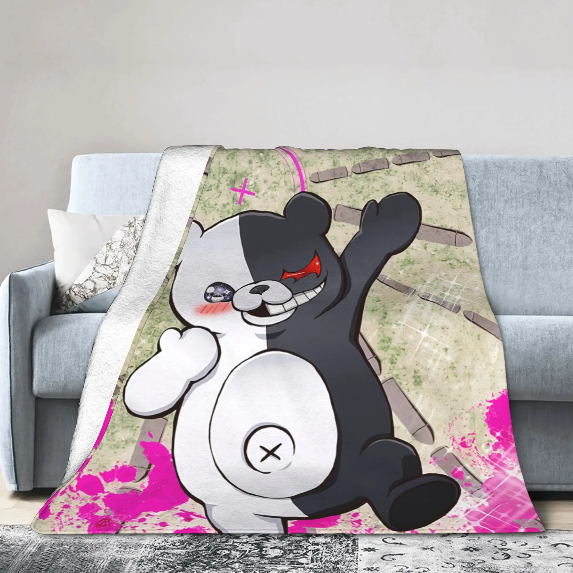 Danganronpa Anime  Flannel Blanket  Customized Throw Blanket for Home 150*125cm Bedspreads,