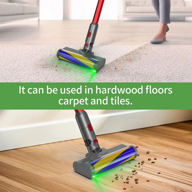 Замена головки роликовой щетки для пылесоса Dyson V7 V8 V10 V11 V15 с насадками для пола с зеленым лазерным светом