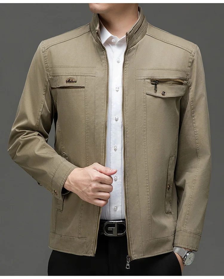 Chaqueta holgada y versátil para hombre, Top informal a prueba de viento con cuello Vertical, estilo Retro, cómoda y Retro, para primavera y otoño, 2024