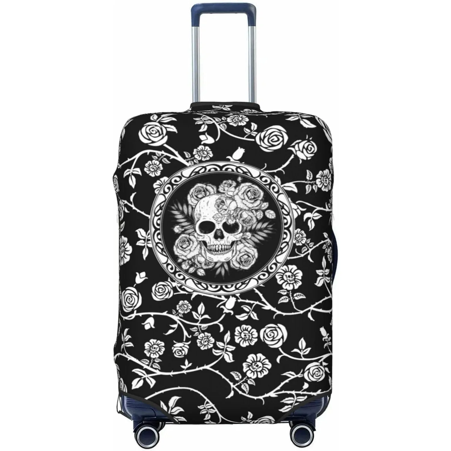 

Skull Rose Luggage Cover for Suitcase Elastic Non Scratch Travel Protector Travel Washable Suitcase Cover Fits 18-32 Inch