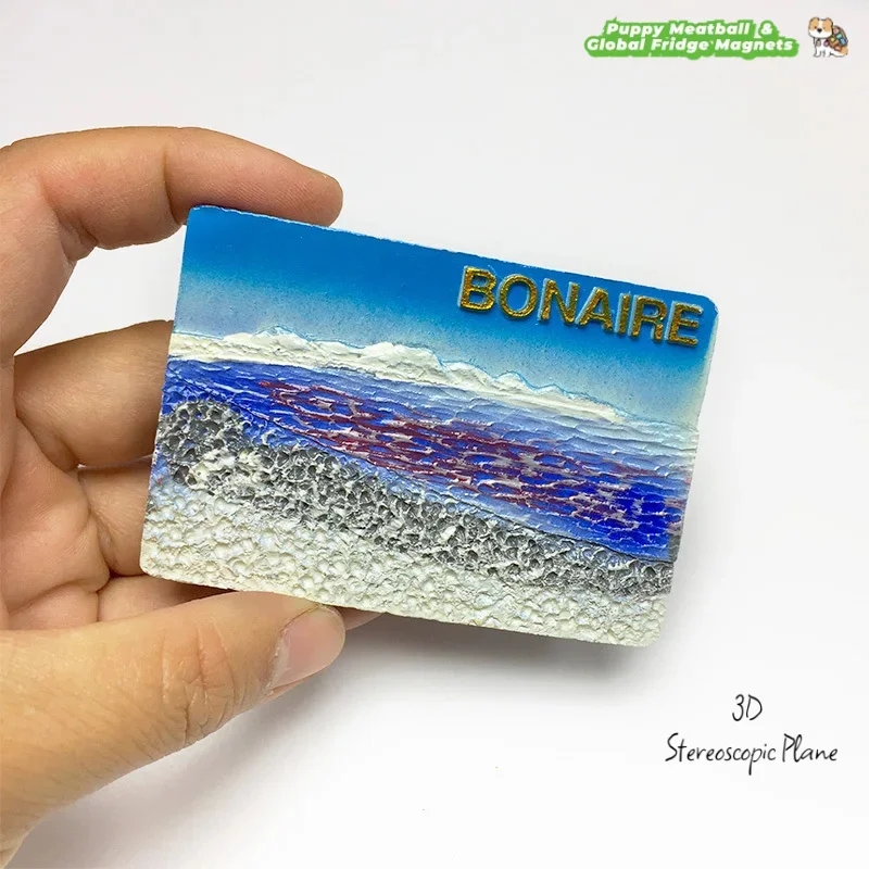 Países Bajos Bonaire Island Beach Seascape imanes magnéticos para nevera 3D recuerdos de viaje de alto valor decoración del hogar