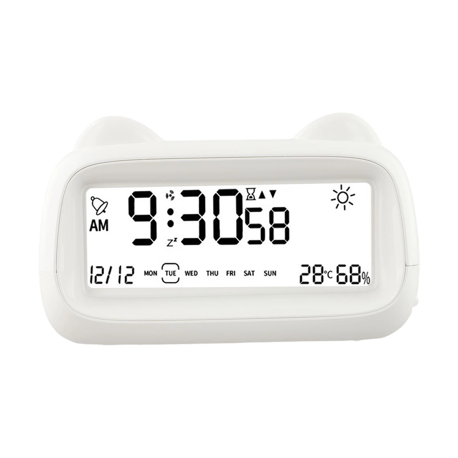 Digital Alarm Clock With Weekday Backlight Temperature Humidity Display Timer For Student Bedroom Office Desk Decor