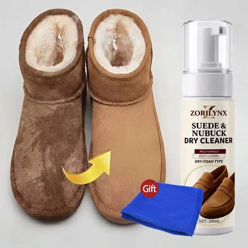 200ML Suede Nubuck Dry Cleaner Foam Spray Waterless Cleaning for Premium Shoes Sneakers Boots Uggs Velvet Care ZORILYNX