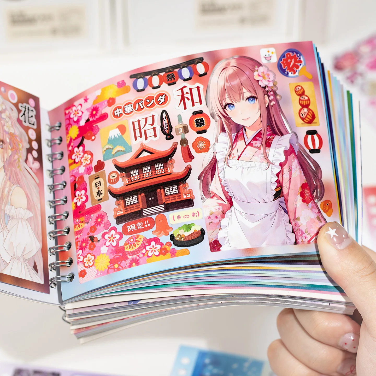 Kawaii  Cute girl 3D Manga Girl  Sticker book DIY comic scene decoration festival gift