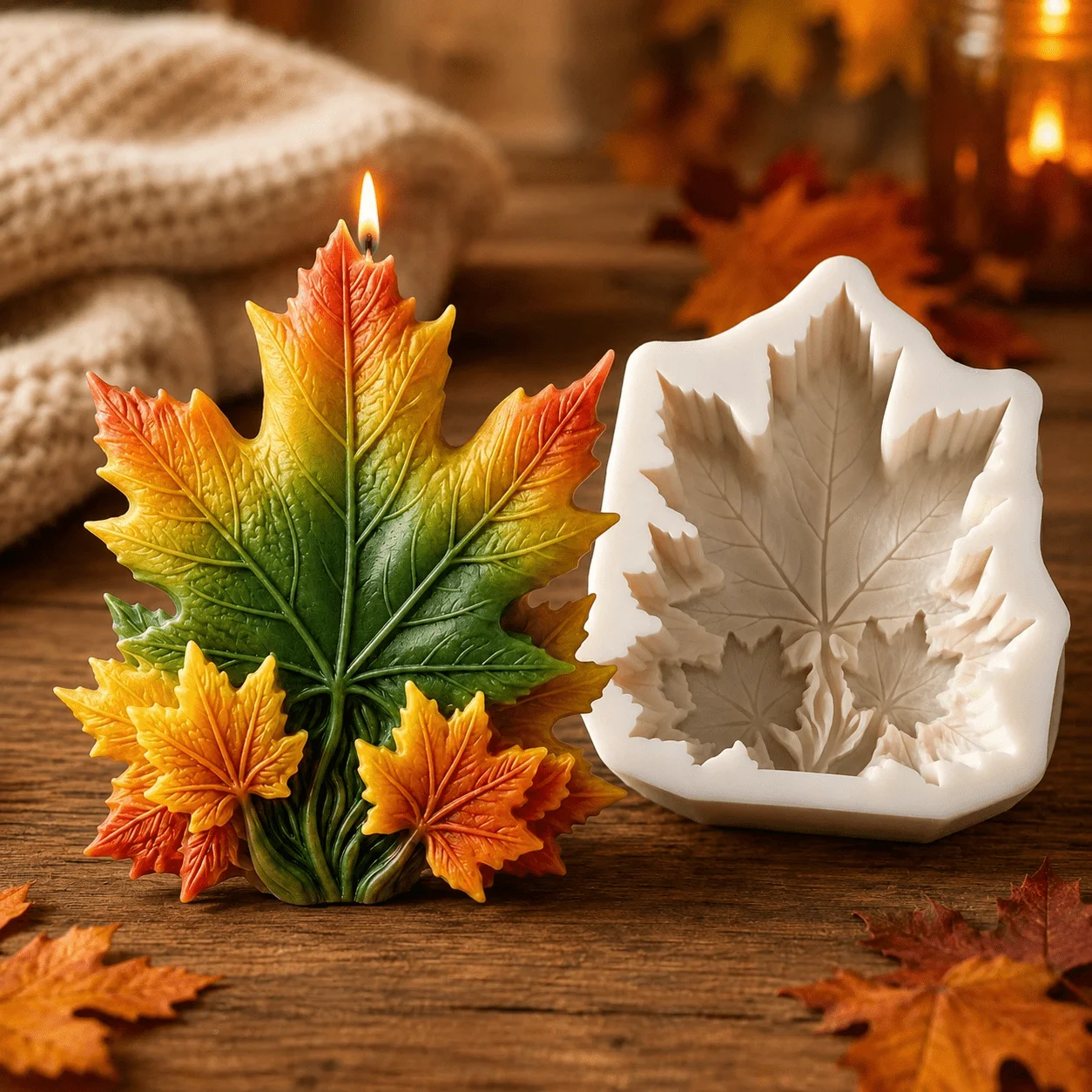 Soap Making Additives - แม่พิมพ์ซิลิโคนรูปใบเมเปิล 3 มิติ สำหรับทำเทียน เรซิน สบู่