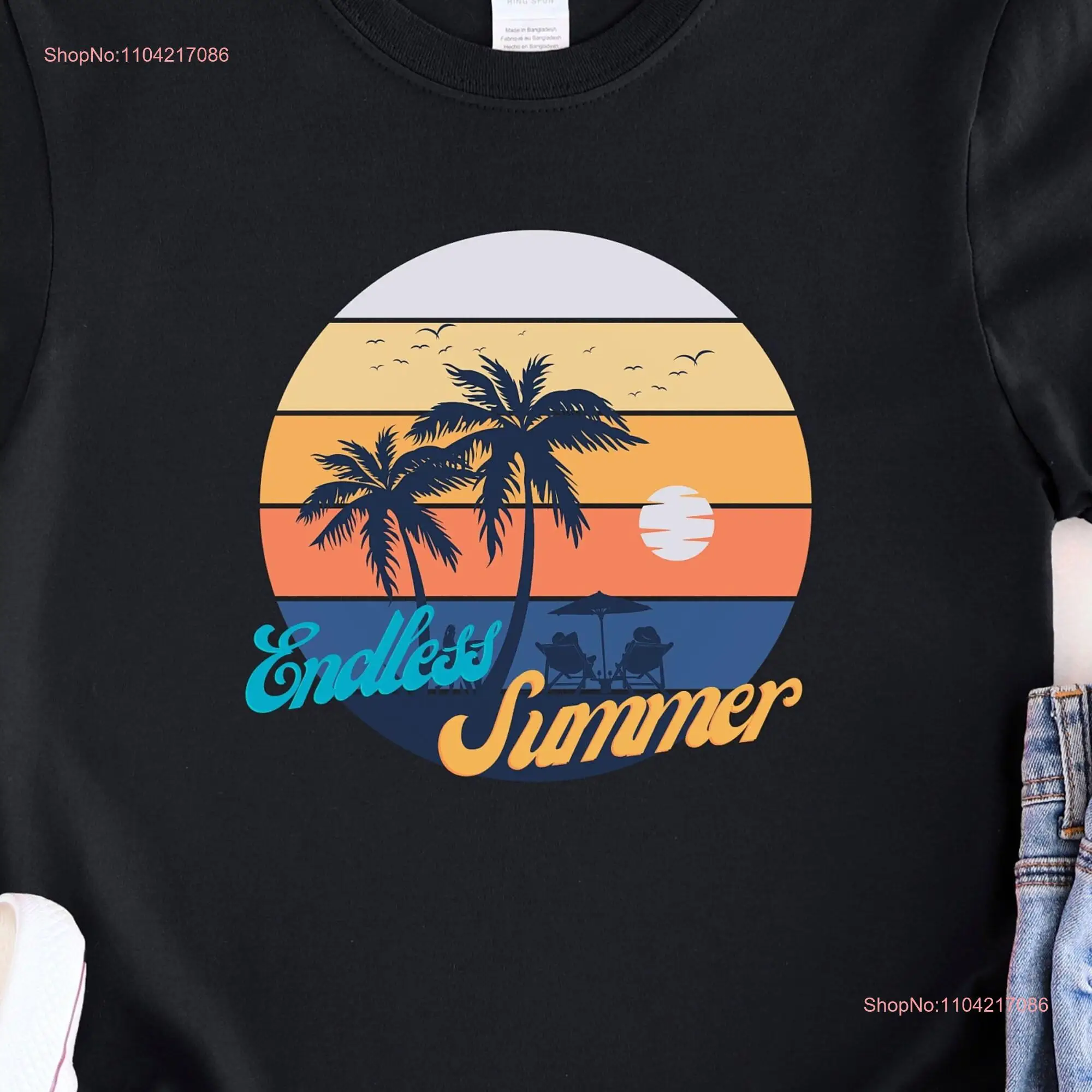 Endless Summer T Shirt Surfer Beach Retro California Birthday Graduation Sunset long or short sleeves