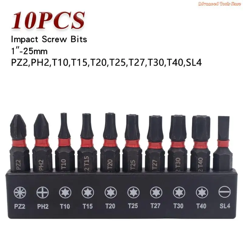 10Pieces High Strength Steel Torxes Screwdriver Bit for Mechanics and DIY W91B