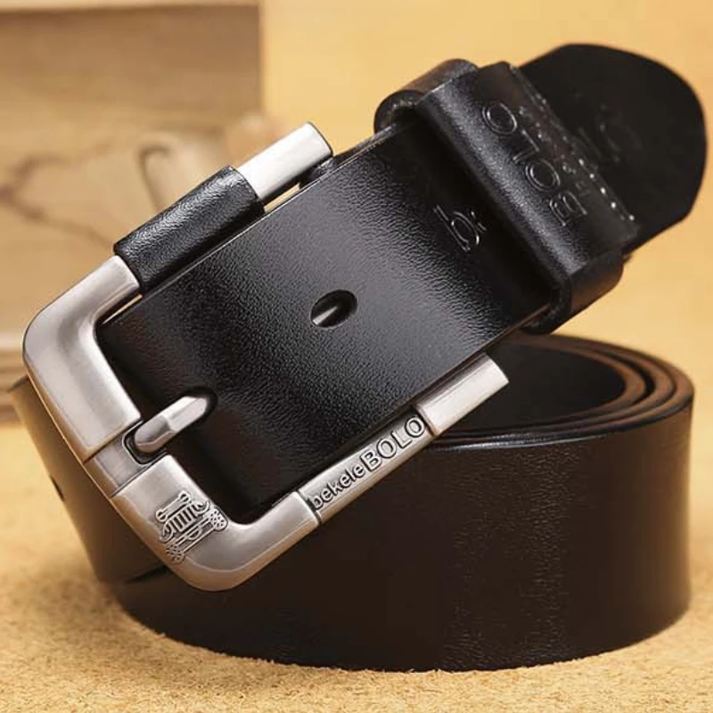Herrengürtel Neuer modischer Herren-Luxus-Designer-Gürtel 3,8 cm Rindsledergürtel Dornschließe Herren-Gürtel aus echtem Leder 105-125 cm – Detail 3