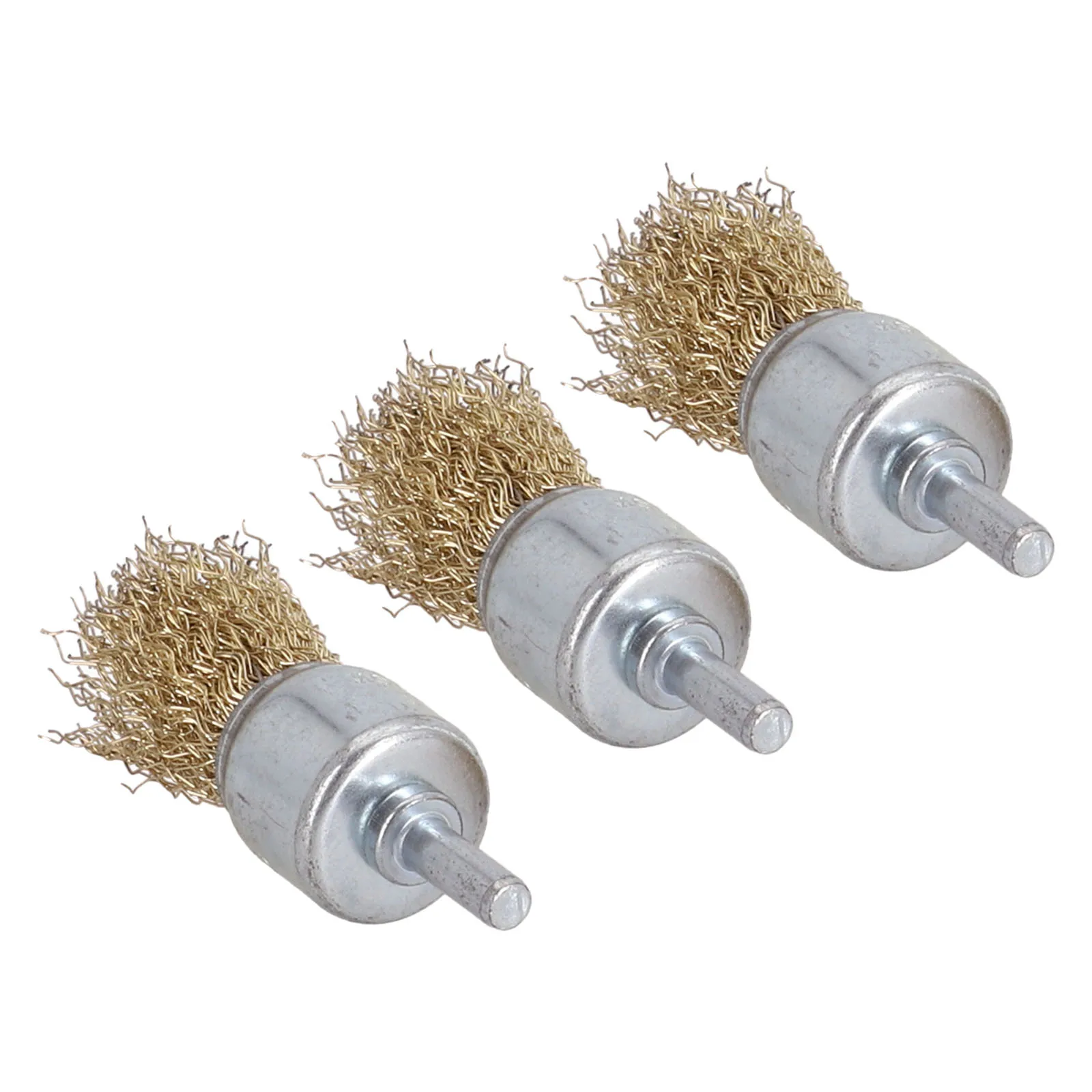 3 Pcs 25mm End Wire Brushes Rotary Brass Wire Brush Wheel For Drill Rust Removal Edge Deburring Power Removal Tool