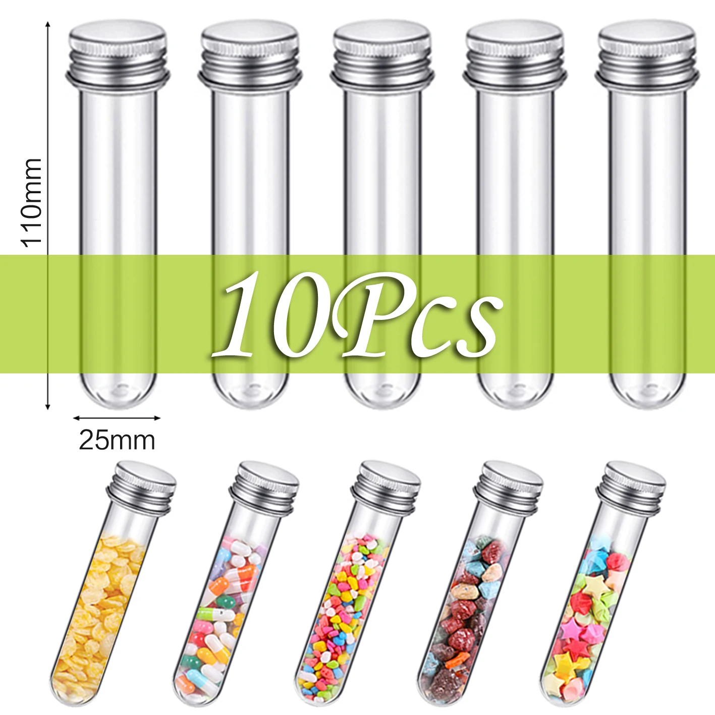

10Pcs Lab 30ml PET Test Tube Bottle Transparent Cylindrical Plastic Refillable Bottle For Mask Candy Data Line 25*110mm