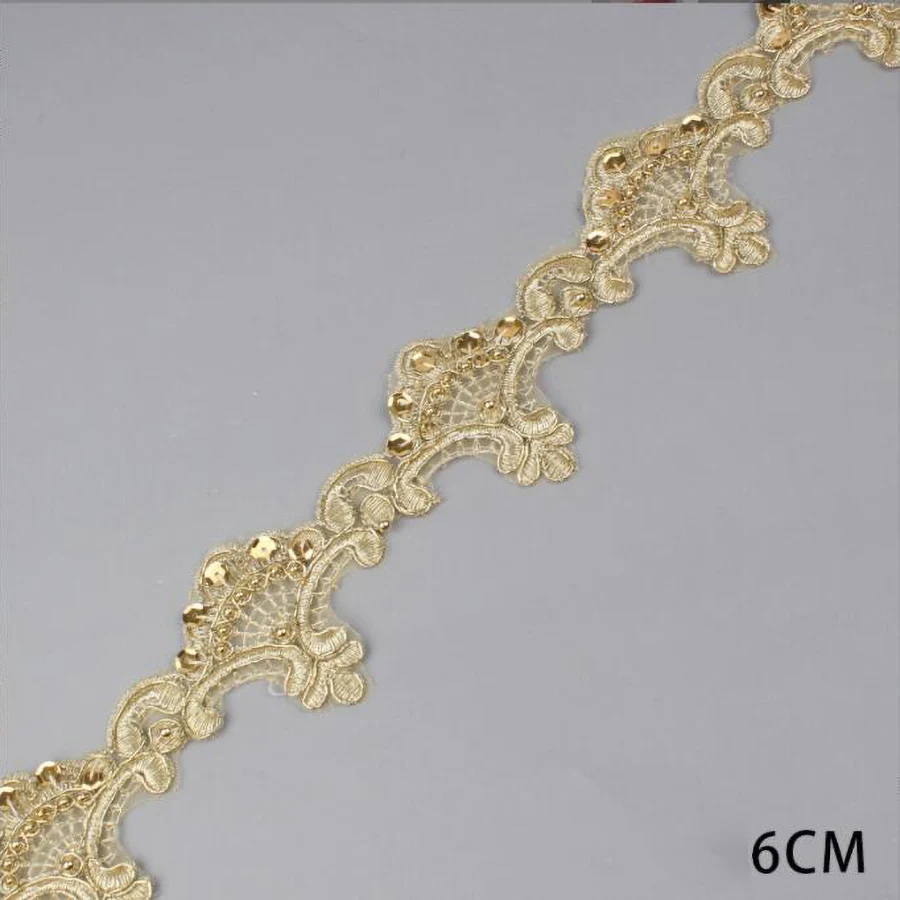 1 Yard Gold Lace Trim Braid Lace DIY Garment Accessories Embroidery Fabric 7CM Wide