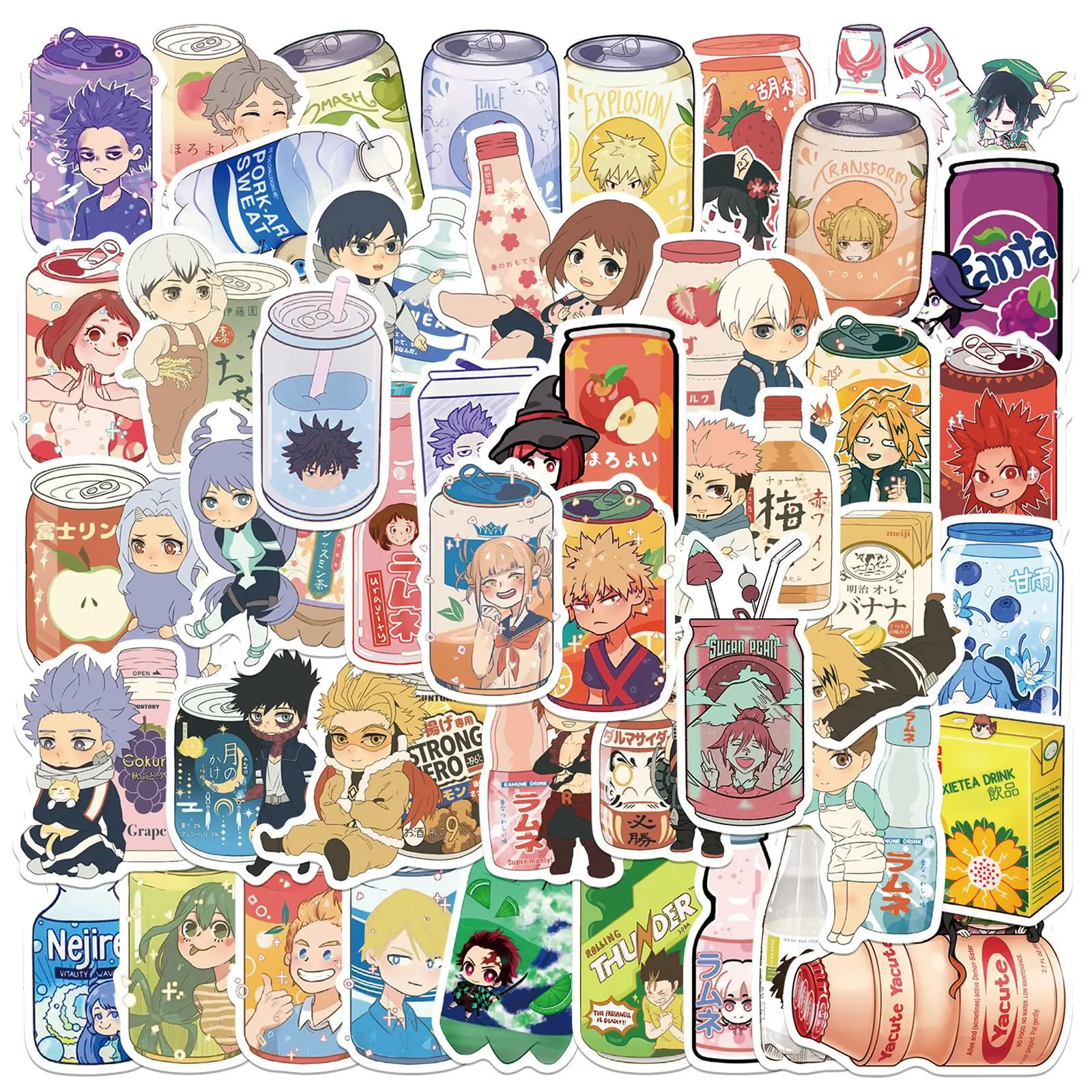 

10/30/50pcs Bubble Water Beverage Cartoon Anime Characters Stickers Creative Kids Toys Funny Diy Phone Guitar Decal Stickers
