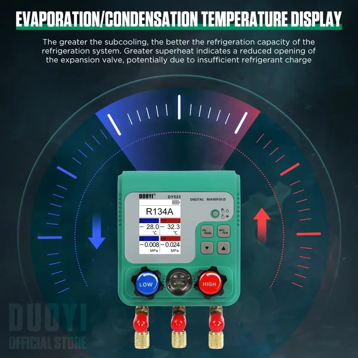 DY523 المبردات الرقمية المنوع متر HVAC فراغ اختبار تسرب درجة الحرارة الضغط