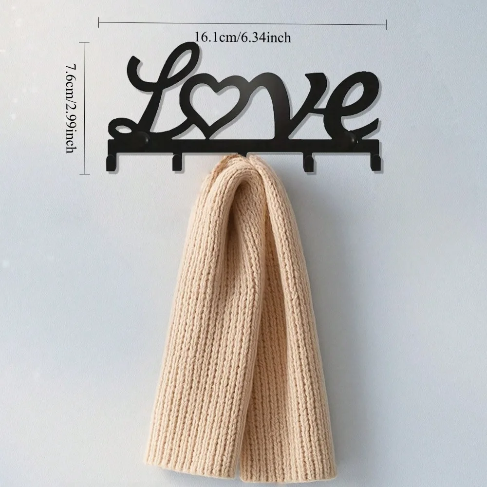 قطعة واحدة من حامل المفاتيح المعدني الأسود الحديث ذو الطابع الفني - مثبت على الحائط، سهل التركيب - منظم مدخل أنيق #2