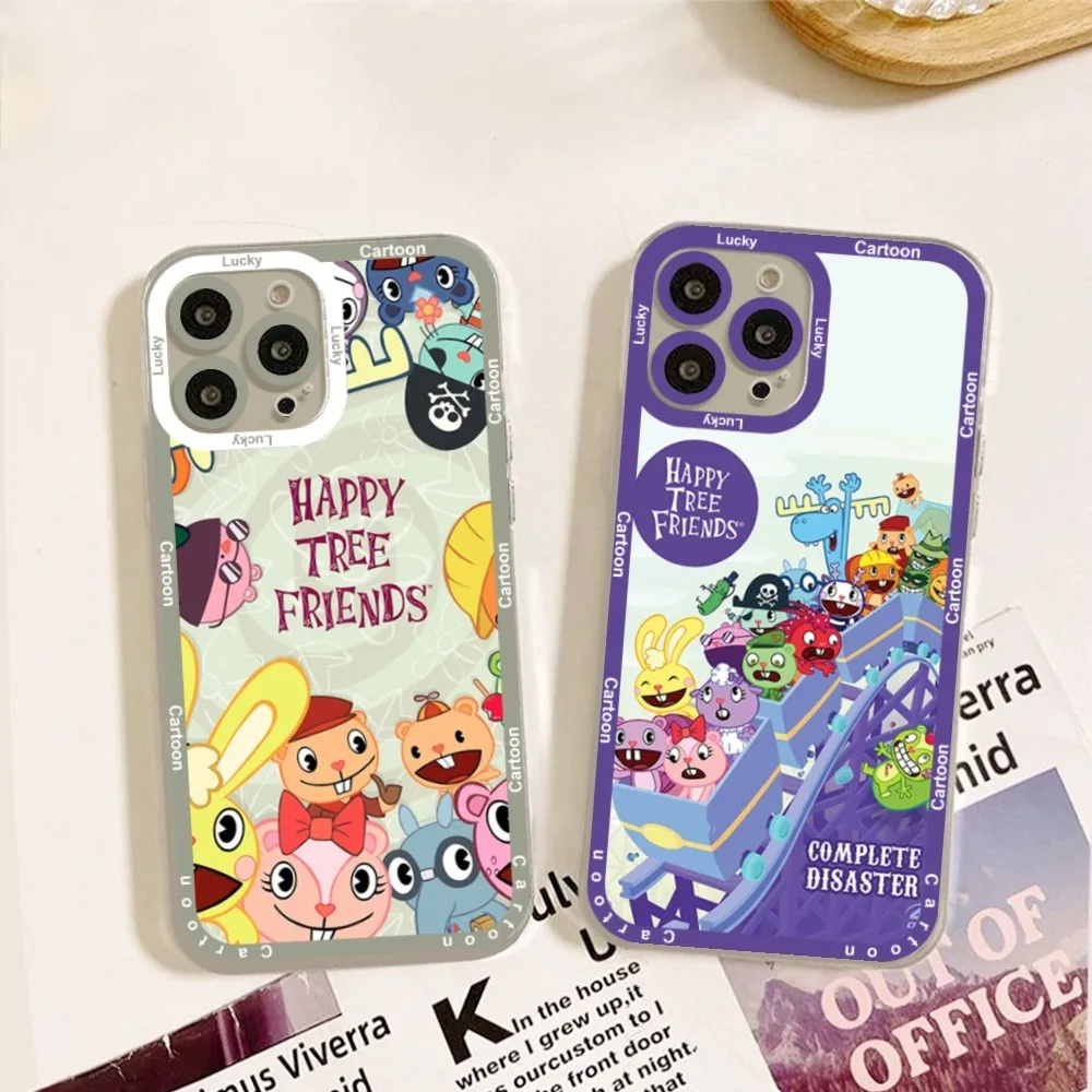 Cute Cartoon Happy tree friends Phone Case For iPhone 12 11 13 14 Pro Max XR XS Max X SE2020 7 8 Plus Case