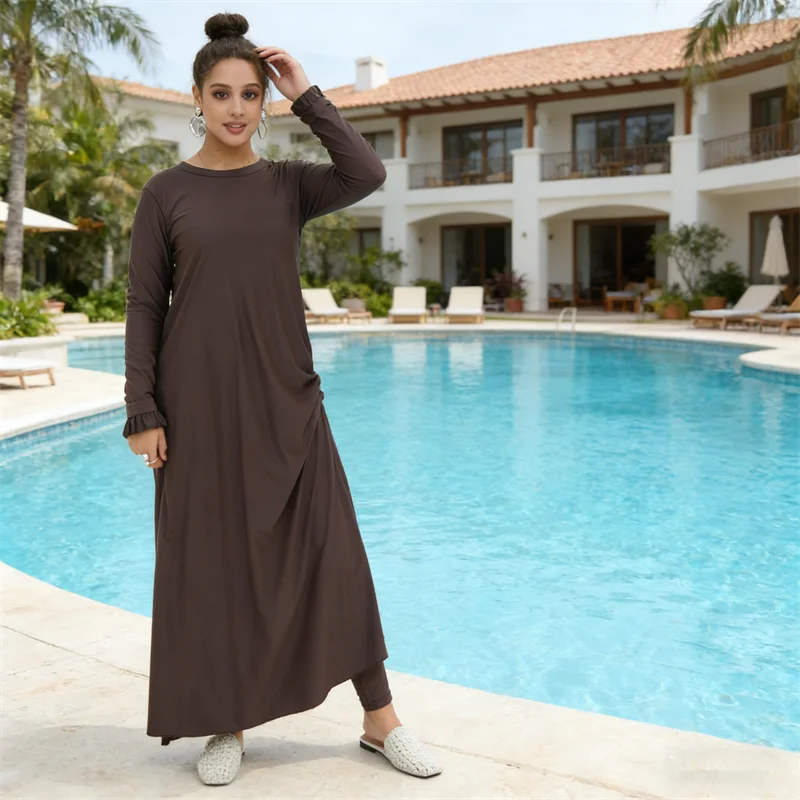 

Arab Dubai Modest Abaya 2 Piece Set Islam Burkini Women Long Swimwear Femme Musulman Muslim Swimsuit Dress Maillot De Bain 2026