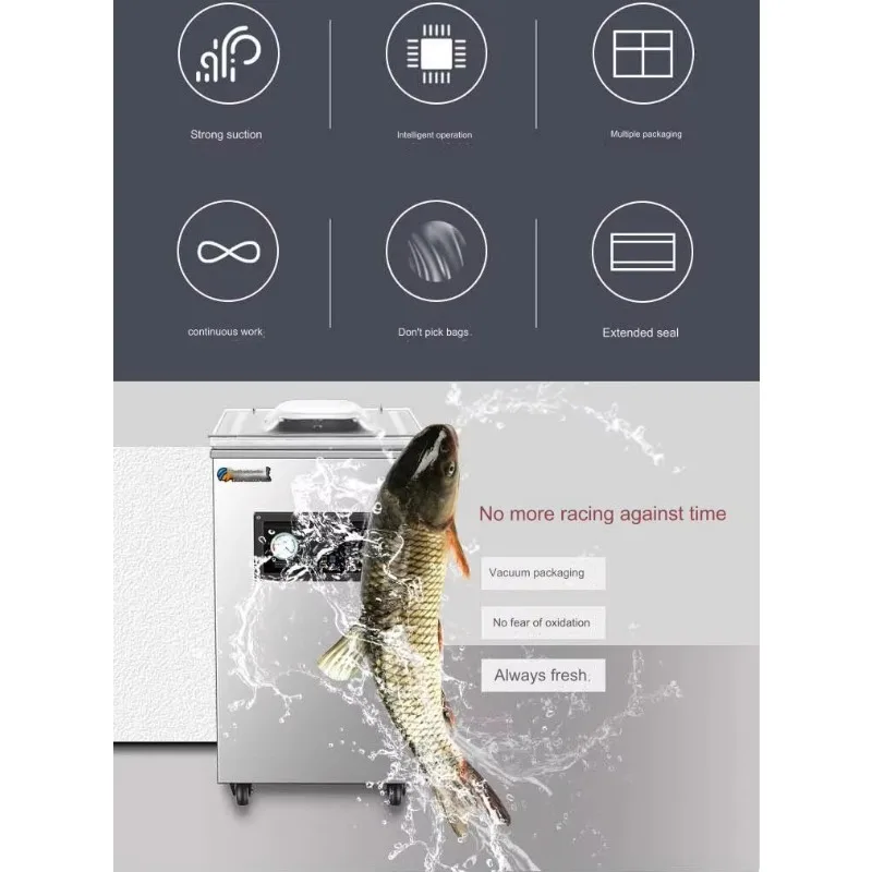 Mesin Vacuum Sealer Listrik Mini Komersial Tipe Lantai untuk Makanan Kering dan Basah, Digunakan untuk Salmon, Foie Gras, Kaviar, dan Kertas Foil