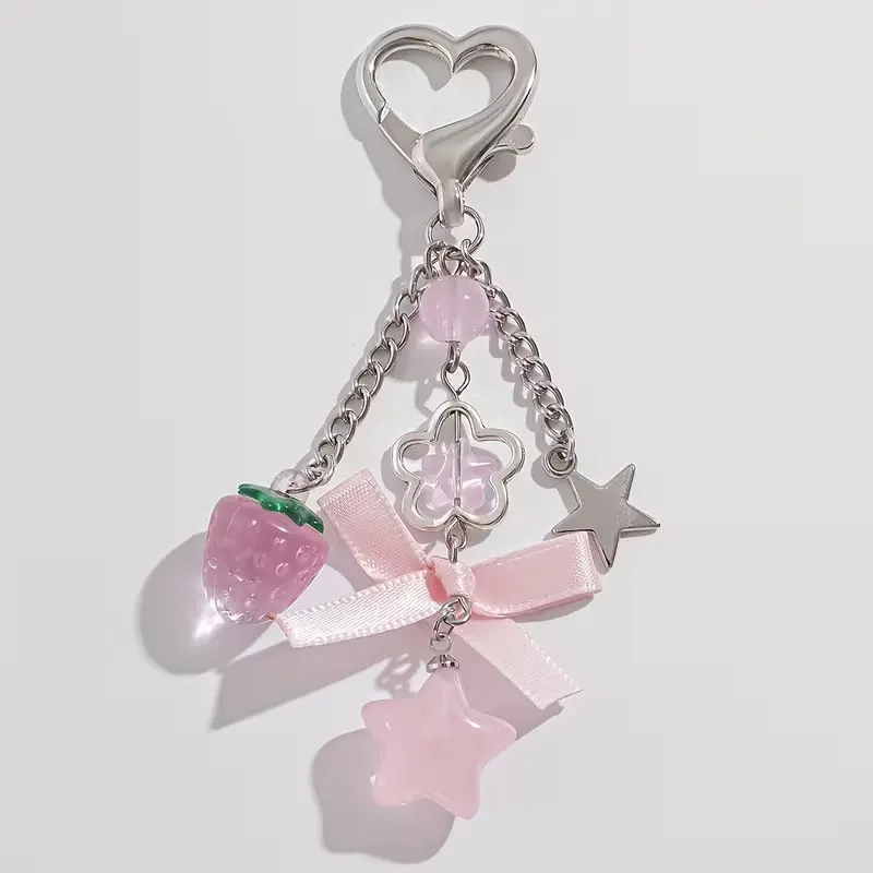 1 Piece of Holiday Gift: Cute Strawberry Heart-Shaped Keychain for Women, Fashionable Accessory, Perfect for Daily Wear, Key Pendant, Birthday Gift, Holiday Gift