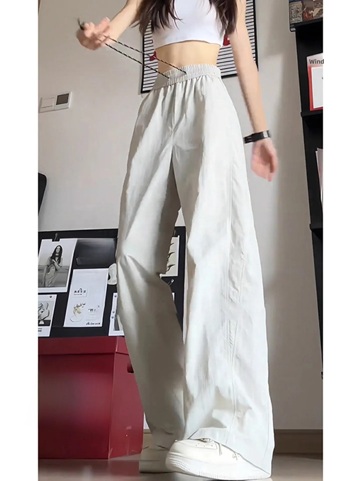 빠른 건조 얼음 실크 캐주얼 바지 여성 경량 여름 야외 태양 보호 모기 방지 작업복 스트레이트 레그 루즈 피트