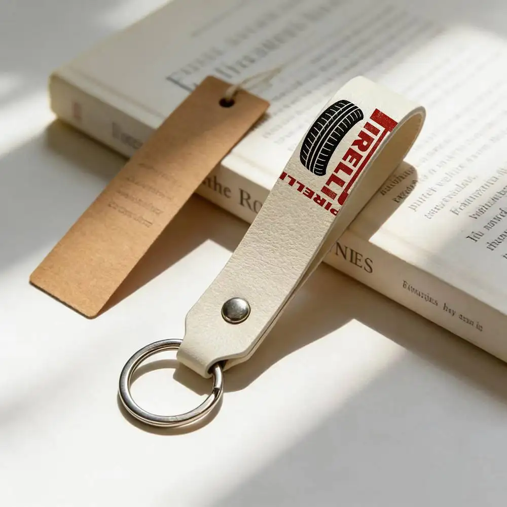 

For Logo PIRELLI Soft PU Leather Motorcycle Keychain Lightweight Key Holder For Scooter Racing