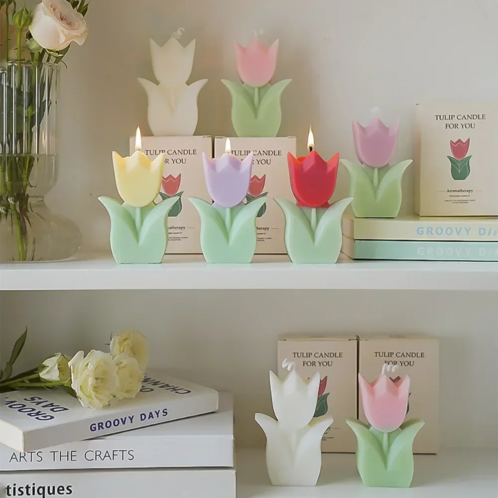 Creative wedding guest gift candles tulip flower aromatherapy candle aesthetic room decor aromatic candles girl birthday gifts