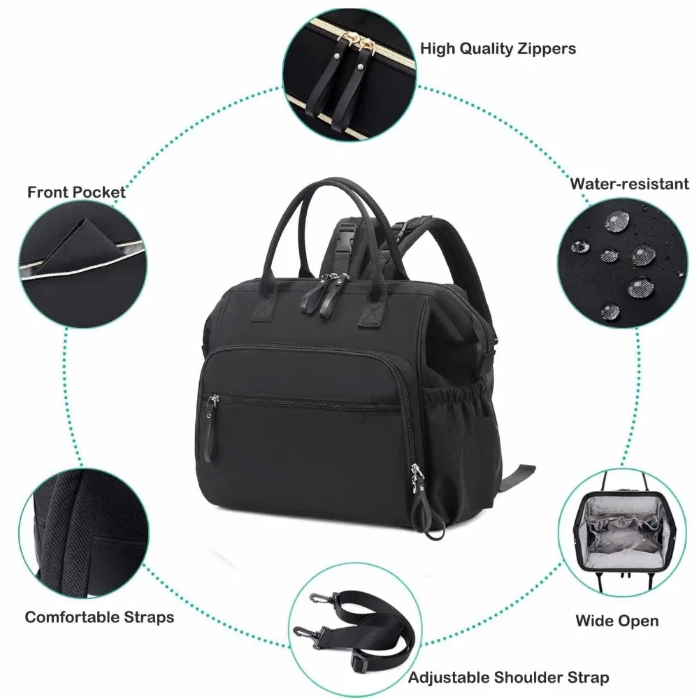 Large Capacity Mommy Bag Backpack Waterproof Fashion Design Diaper Bag Organized Compartments Multifunctional Nappy Organizer