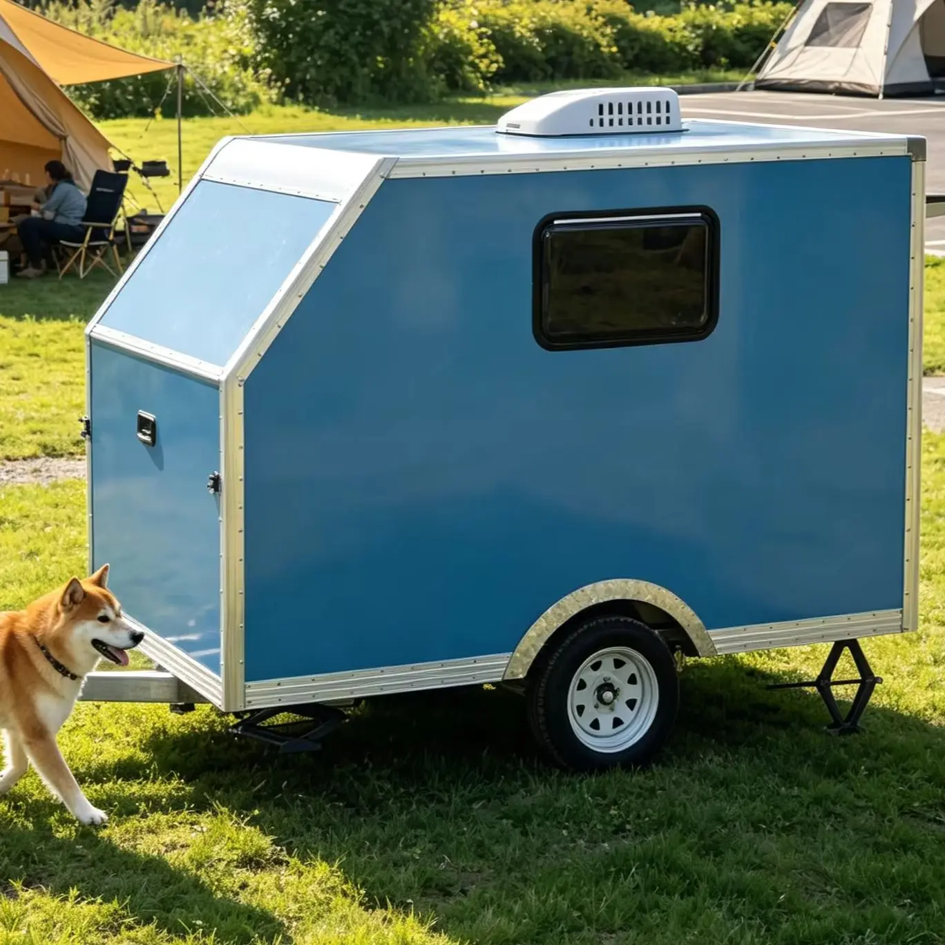 Enclosed Pet Transport Trailer Single Axle Towable Mobile Dog Travel Box Trailer With Side Window