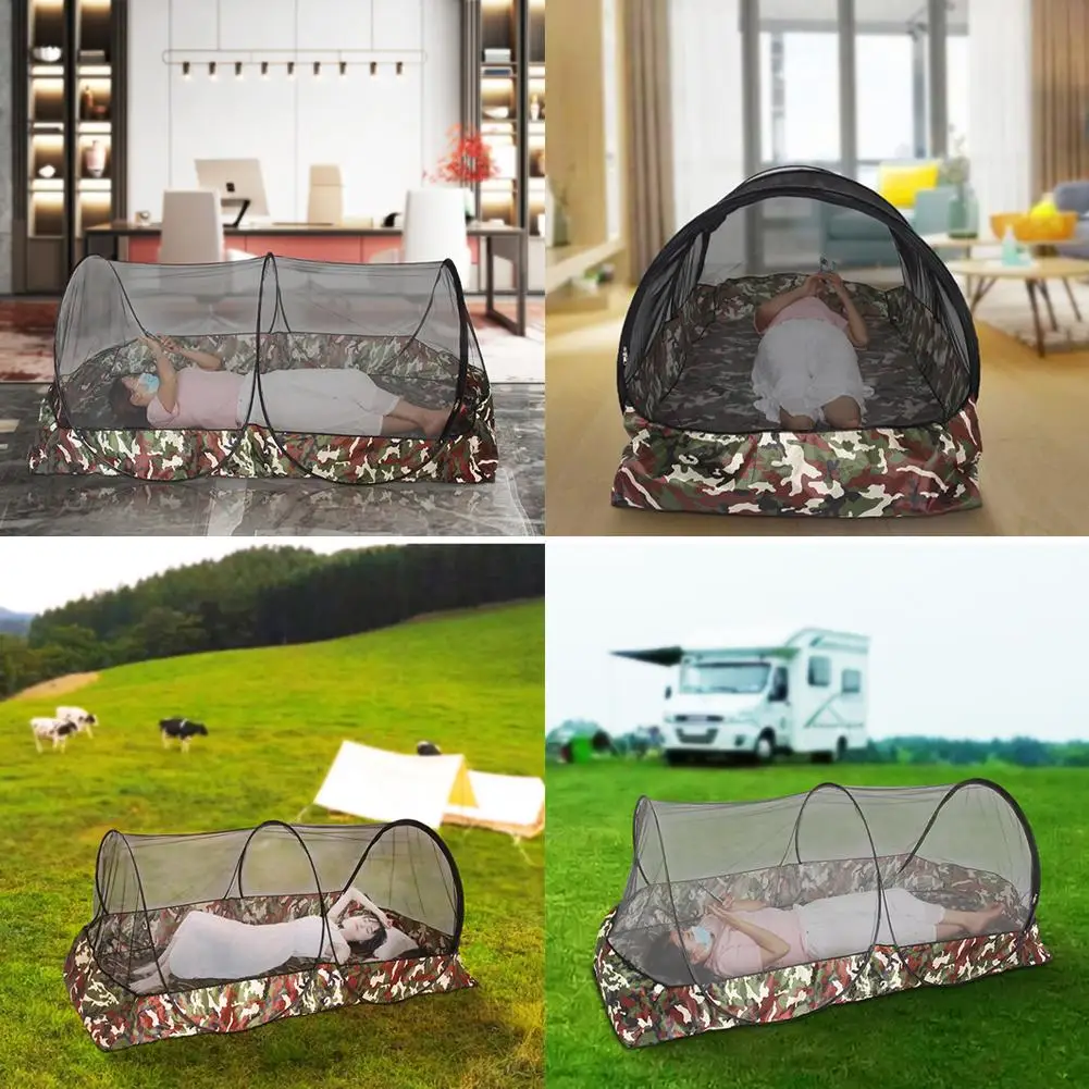 Outdoor Camouflage Portable Camping Mosquito Net Anti-Insect Required Foldable Portable Lightweight And Outdoor No Installa S0B0