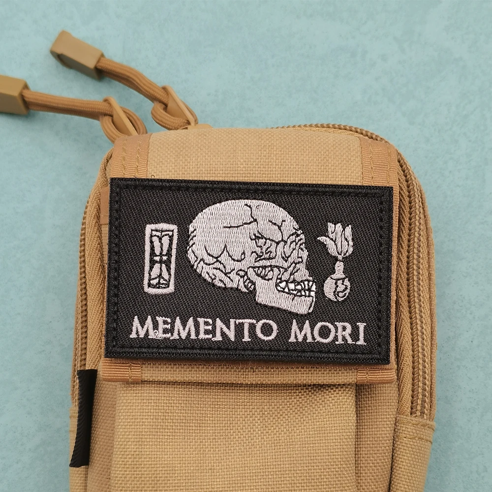 MEMENTO MORI Black Color Embroidery Skull Head Durable Fabric Cloth Fix Patch To Decorate Military Armbrand Uniforms