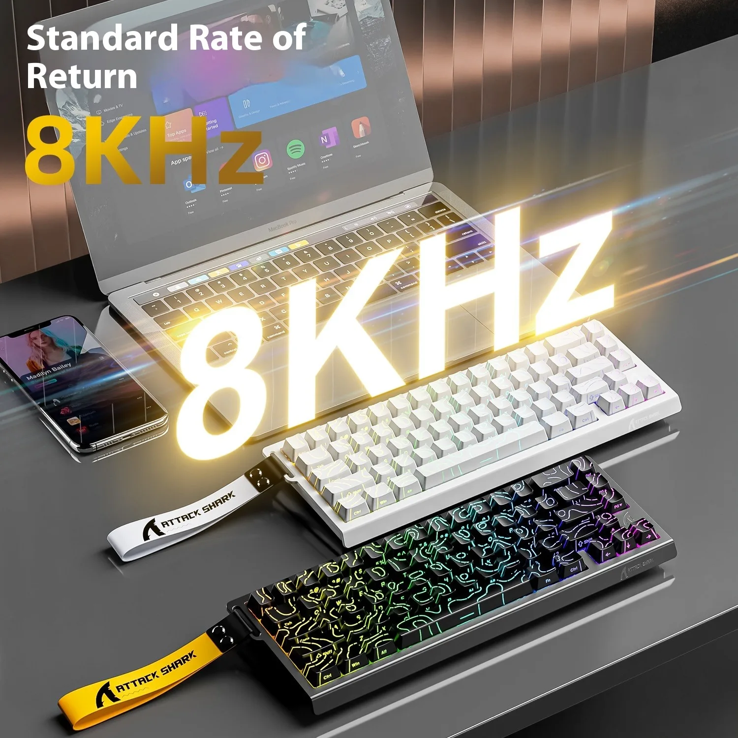 FOR Attack Shark X68HE Magnetic Switch Gaming Keyboard Wired 65 Percent Compact RGB Lighting 8K Polling Rate 0.01mm Precision