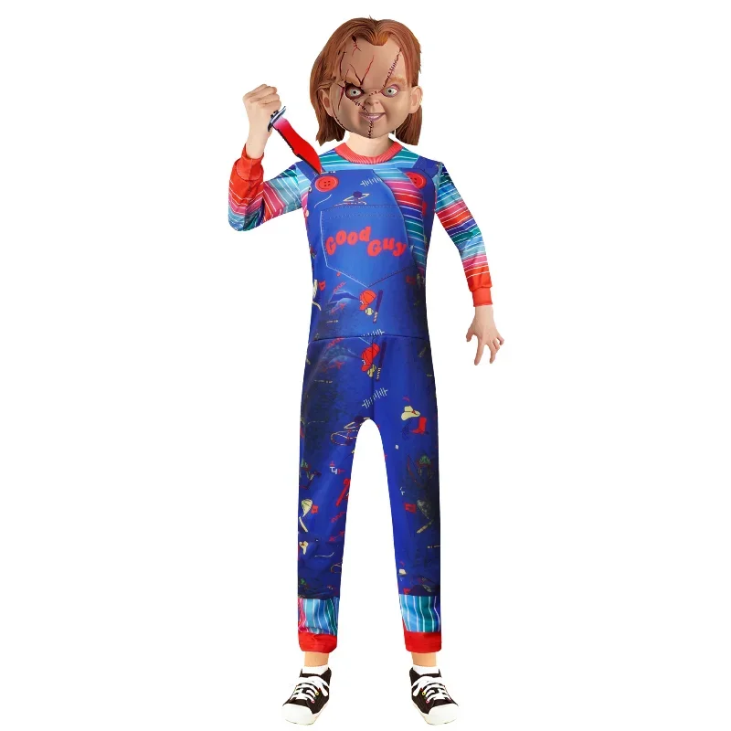 Child's Play 2 Role-playing Chucky Cosplay Costume Ghost Baby Back To Soul Doll Full Set of Halloween Horror Costumes for Kids