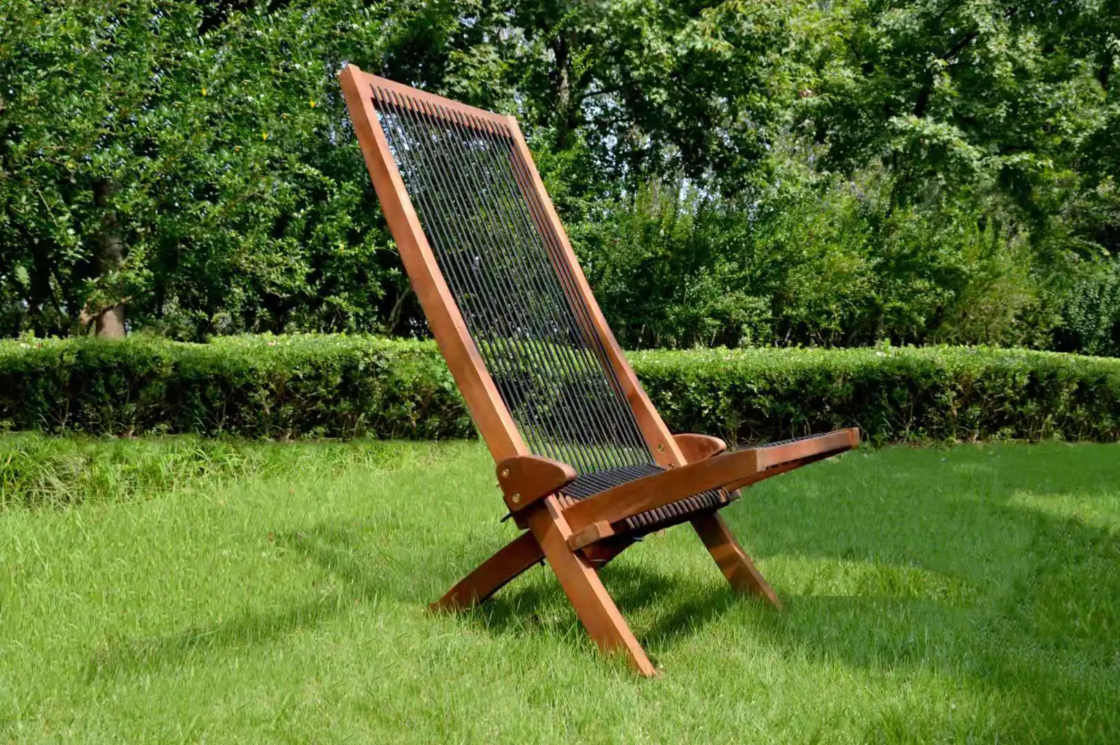 

Wooden drawstring folding chair, outdoor leisure lounge chair, easy to store, suitable for gardens, courtyards, terraces