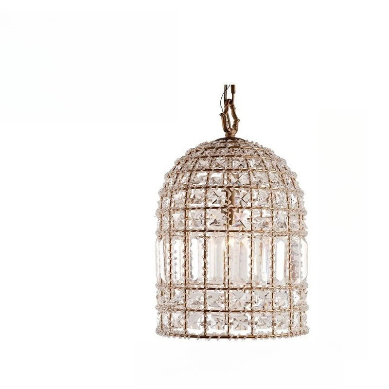 

French, crystal, single head, chandelier, creative, lamp birdcage