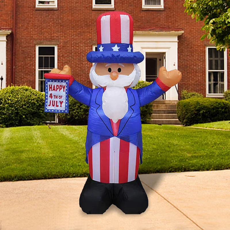 4.9 FT Patriotic Independence Day 4th of July Inflatable Uncle Sam Lighted Blowup Party Decoration for Outdoor Indoor Home Prop