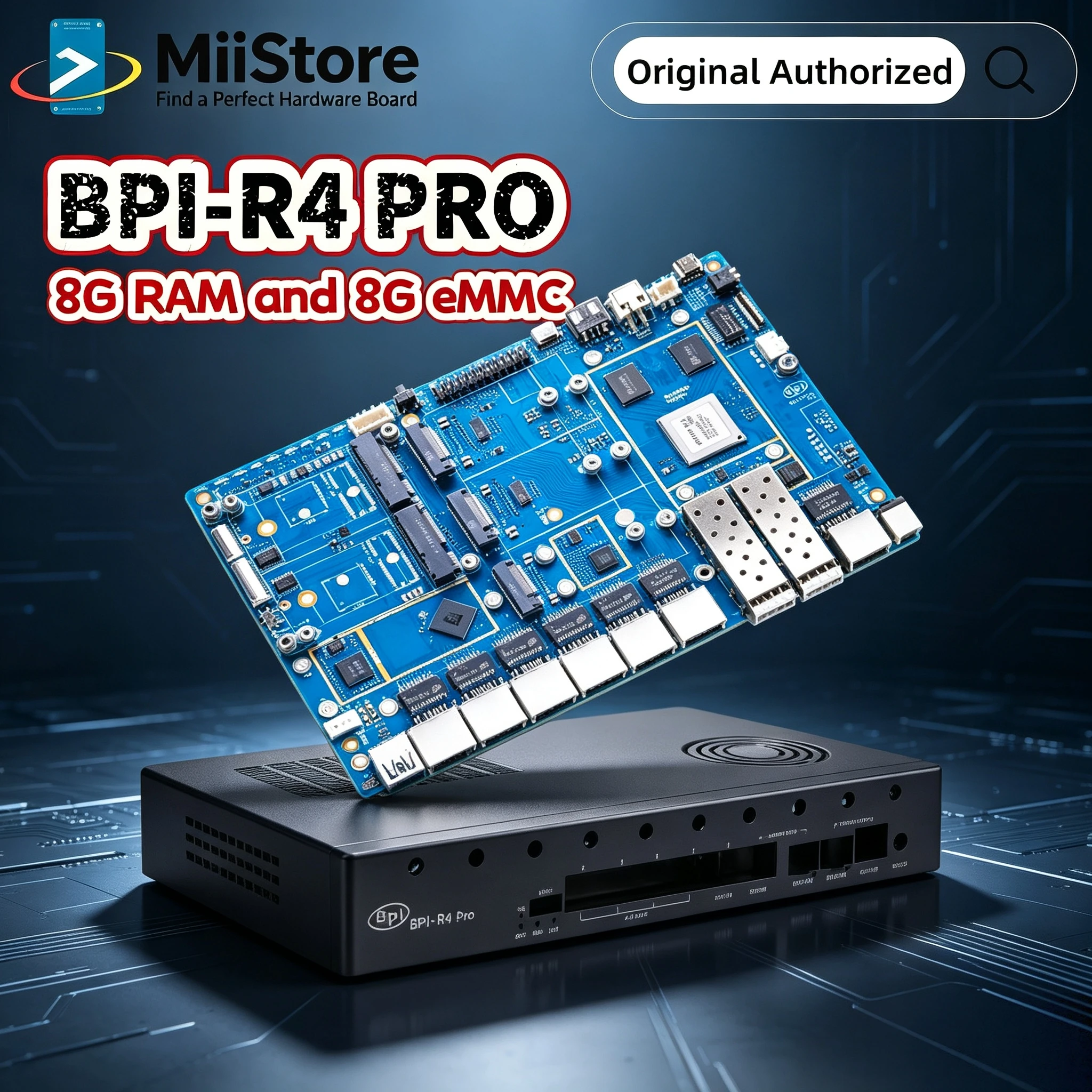 Banana Pi BPI-R4 Pro WiFi 7 Router Board With Case MT7988A Filogic 880 8GB DDR4 8GB EMMC 2x10G SFP+ 4x2.5GbE OpenWrt NAS Router