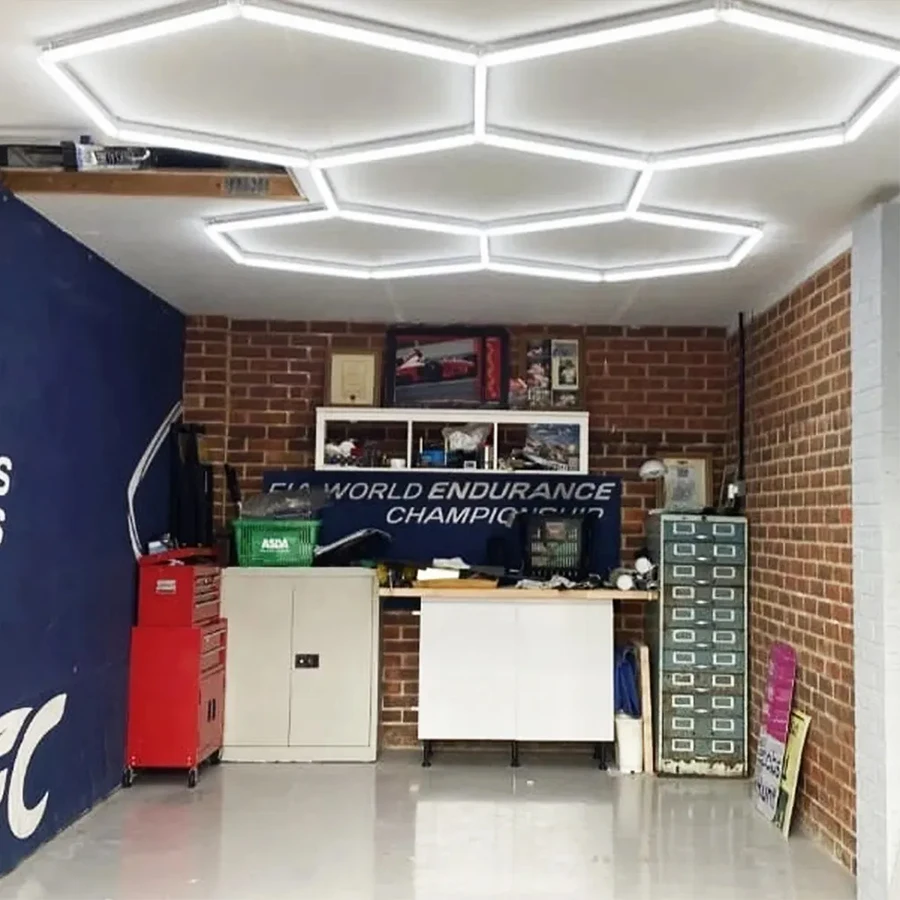 

Indoor Hexagonal Led Garage Gym Lamp 5hex Showroom Office Ceiling Lights 6000K