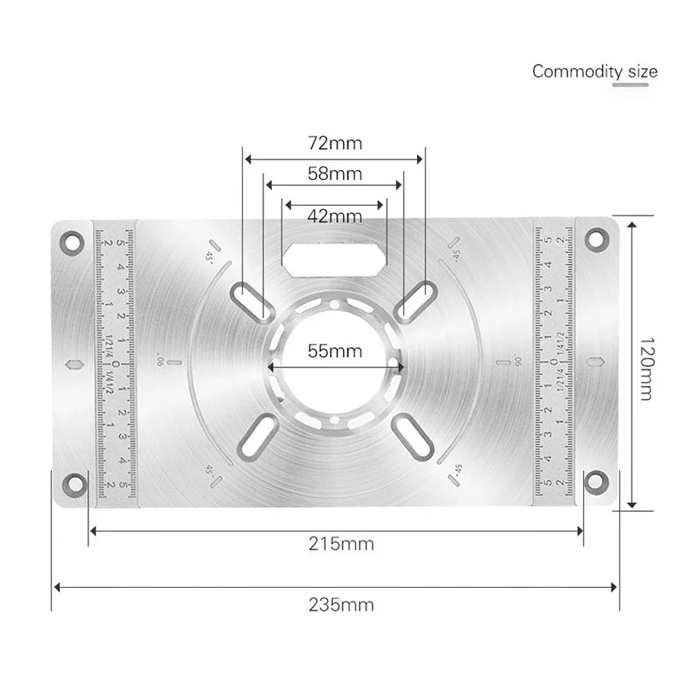 알루미늄 합금 라우터 테이블 삽입 플레이트 트리밍 기계, 조각 도구 플립 보드, 목공용 4 링