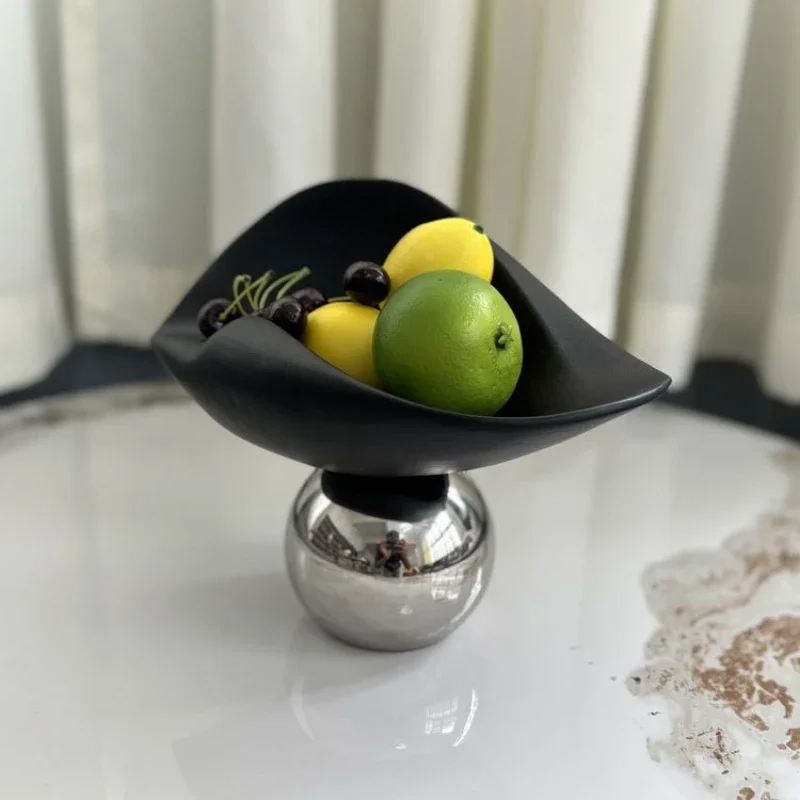 Geometric Storage Tray Fruit Plate Desktop Storage Container Geometric Silver Sphere Irregular Disc Home Decoration Accessories