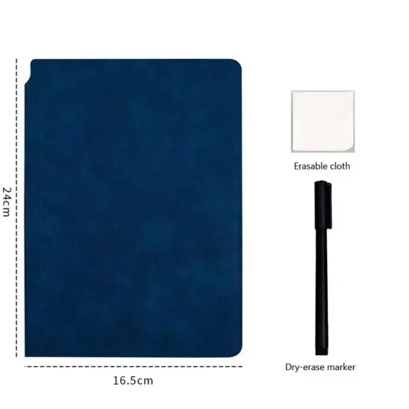Carnet de notes A5 réutilisable avec couverture en cuir avec stylo et gomme, planificateur hebdomadaire portable pour le bureau et l'école