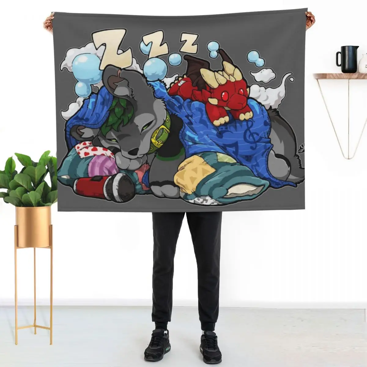 

Woof Dreams (grey) Throw Blanket Flannel Fleece Soft Warm Throw Blanket