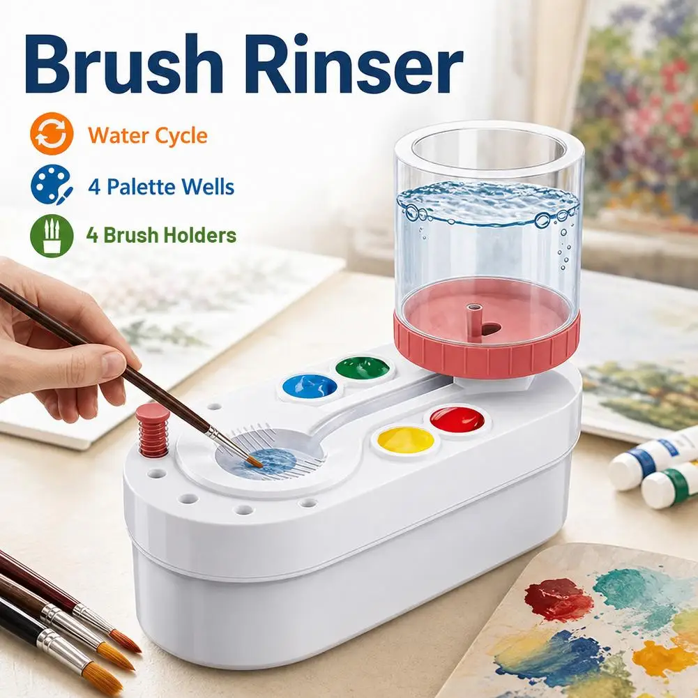 Automatic Paint Brush Cleaner Water Circulation Rinser For Watercolor Acrylic Oil Painting Brush Cleaner Tool