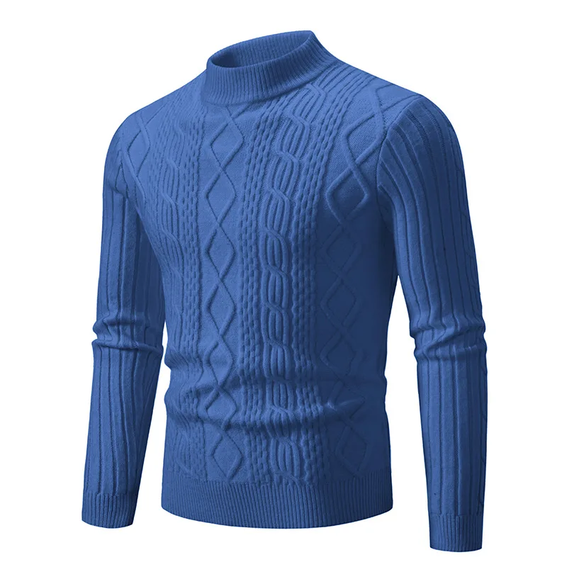 2025 new style sweater man's wool fashion keep warming solid color retro half high neck gentlenmant