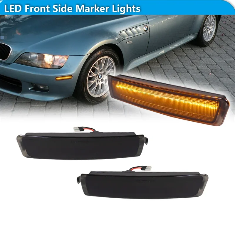

For BMW Z3 M Coupe 1996-2002 Car Front Bumper Side Marker Turn Signal Lights Parking Lights Driving Lights Amber/White LED 12V