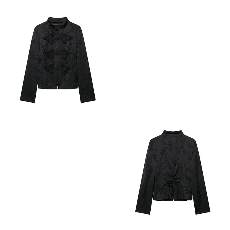 Guobioziy Women's Casual Jacquard Rope Knot Coat 2026 Spring-Autumn Euro-American Fashion Trend Daily Commuting Classic Street