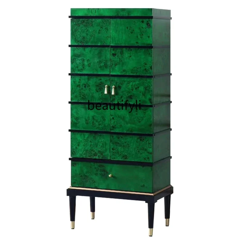 new Light luxury cabinet grandmother green living room decoration American high shoe dining side cabinet wine cabinet