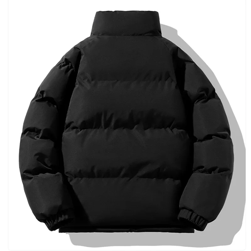 Men Winter Thick Warm Parka Coat Fleece Inside 2024 Male Solid Color Stand Collar Cotton Jacket Men\'s Cotton Coat Size 4XL