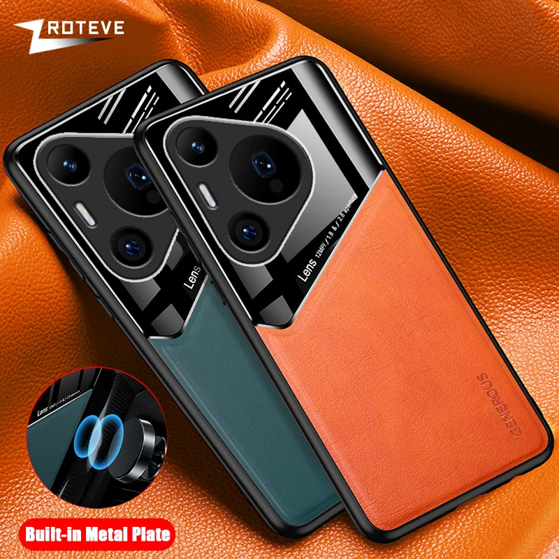 For Pura70 Pro Case Zroteve PU Leather Car Magnetic Hard PC Cover For Huawei Pura 70 P70 Ultra P60 P60Pro P70Pro Phone Cases