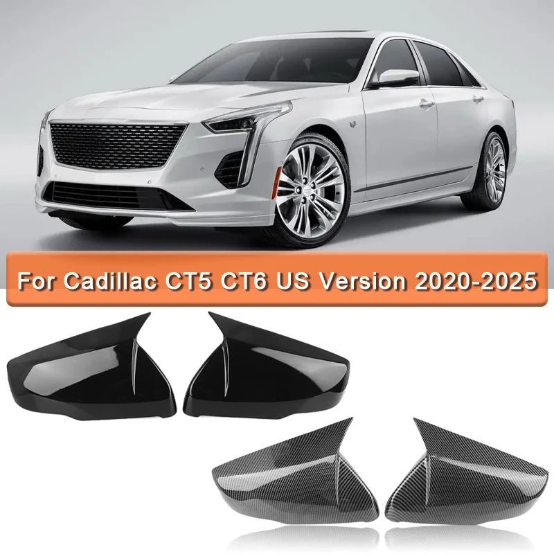 

Mirror Cover for Cadillac CT5 CT6 2020-2025 Sedan with Carbon Fiber Appearance / Shiny Black Side Rear View Cover Case Replaceme