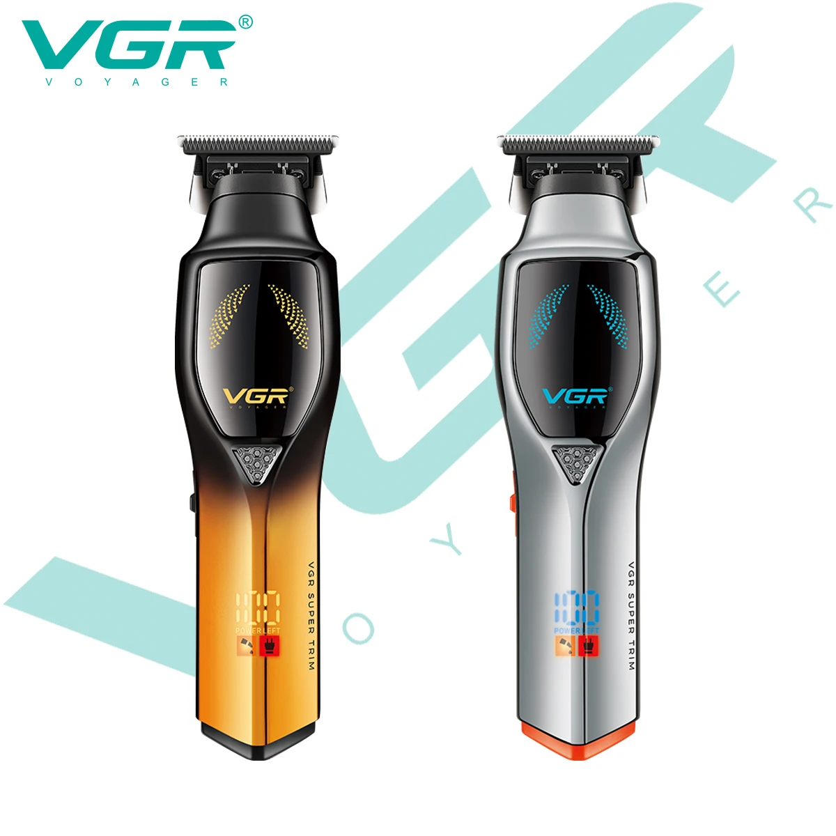 

VGR V-187 градиент цвета металлическая машинка для стрижки волос Т-образное лезвие бытовой электрический Push Cutting светодиодный интеллектуальный цифровой триммер для волос